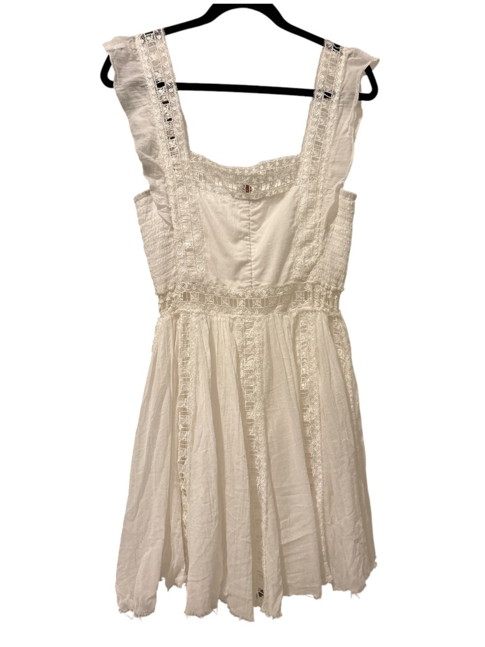 Free people Verona White Lace Trim Square-Neck Mini Dress - Picture 7 of 12